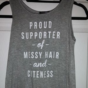 Gray tank with fringe bottom